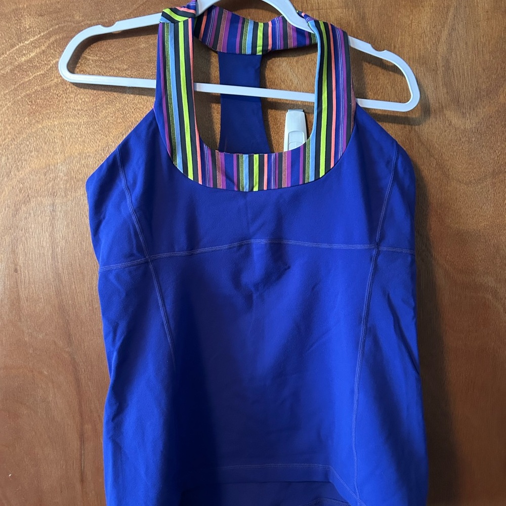 lululemon athletica Blue Tank Top with Multicolor Stripes